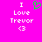 A bright pink background displays white pixelated text reading "I Love Trevor <3" with a green pixelated heart symbol above the text on the left side.