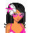 Pixel art of a woman in pink bikini holding a pink bag, with 'Beach Babe' text below.