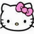 Three static Hello Kitty head icons with pink bows, black outlines, and yellow noses arranged in a
