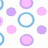 Pixelated circular patterns in pastel and bright colors with a black text overlay reading 'nikag' on a white background.