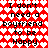 Red and white heart-patterned background with repeated text "I don't need a boyfriend to be Happy" in black pixelated font.
