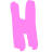 A static contact sheet showing two frames of an animated icon with a pink letter H on the left and scattered gray pixelated shapes on the right against a white background.