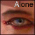 A 3x2 contact sheet of six animated frames showing a close-up of an eye with the word "Alone" above it, each frame displaying subtle variations in text and eye appearance.