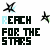 Pixelated icon with 'REACH FOR THE STARS' text and star symbols, displaying color variations