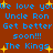 Brown background with blue pixelated text repeating 'We love you Uncle Ron Get better soon!!! The Kings' and yellow starbursts scattered throughout.