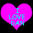 Two identical pink heart-shaped icons with cyan text reading "I LOVE DAN" on a black background.
