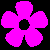 Pixelated flower icons in nine distinct colors arranged in a on black background with one gray square