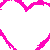 Two overlapping heart outlines in bright pink and black on a white background, with pixelated edges.