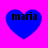 Four blue heart shapes on a bright pink background, each containing the text 'maria' in black pixelated font.