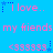 Blue background with pink text repeating 'I love.. my friends' and '<333333' symbols, each preceded by a blue star with dotted lines.