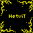 Yellow pixelated border with four 'HetviT' text labels and a central starburst pattern on black background.