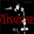 Pixelated static image featuring red stylized text with white and gray abstract shapes against a black background, likely representing a band logo or music-related icon.