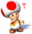 Animated Toad character with red-and-white mushroom cap, white tunic, brown shoes; text 'TOAD' changes color across frames.