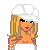 Pixel art of a blonde woman with green eyes wearing a white cap, white top, and white boots; lower body shows blue denim shorts with frayed edges.