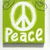 Green square icon with white peace symbol and 'Peace' text below it, pixelated style.