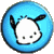 A 50x50 pixel animated buddy icon featuring a white cartoon animal with black ears and eyes inside a blue circular frame, alongside green text reading "Original Icons .com" on a dark green background.