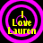 Four identical circular icons with pink concentric rings and yellow text reading "I Love Lauren" on black background.