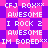 Pixelated text-based icon with repeating phrases on a purple and pink checkered background, featuring white uppercase letters.