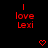 Red text "I love Lexi" on black background with pixelated heart and arrow symbols changing across frames.