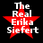 Four identical pixelated images of a red star with white text reading "The Real Erika Siefert" on a black background.