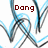 Animated icon with blue and black abstract lines on white background, displaying changing text: 'Dong', 'Boyy', 'your a Hottie'.