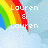 Pixelated rainbow arches over clouds with text changes across frames: 'Lauren & Lauren' to '=' to 'BFFs'.