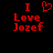 Red pixelated text and heart symbol on black background, with two side-by-side versions showing different states.