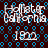 A static digital image displays four identical text-based icons arranged in a on a dark brown background with blue circular patterns