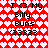 Red and white pixelated heart pattern background with black text reading "I ❤️ My Billy Buns (3333)" repeated in two