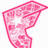 A pixelated pink and white icon shaped like a stylized heart with a star inside, featuring gradient shading.