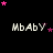 Black background with repeated 'MbAbY' text and pink/purple star animations in a
