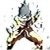 Pixelated figure in dynamic pose with outstretched arms, wearing dark top and light pants, set against white background with scattered pixel clusters.