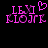 Pixelated pink text 'LEXI KLORE' with a heart symbol above the 'X', displayed on black background.