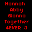 Red pixelated text on black background arranged in two identical vertical with names, phrases, and a smiley face