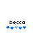 Pixelated text 'becca' above a of blue and light blue puzzle-piece icons on a white background