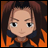Pixelated anime-style character with brown hair and orange clothing against a black background with white text.