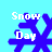 Four pixelated blue snowflakes on a light blue background, each with white text reading "Snow Day" in a retro font.