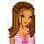 Pixelated character with brown braided hair in striped top, partial bikini-clad figure holding sunglasses, and text reading 'SpRiNg CoMiN ^ Be BrEaK aNd I'm PaRtYiN 2004 iS GoNnA In dEsTiN!' on pink background.