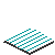 Pixelated isometric view of a white surface with teal diamond patterns bordered by black edges on a gray background.