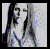 A 4x4 contact sheet of a pixelated animated icon featuring text and a grayscale image, with frame-to-frame changes in text content and small graphical elements.