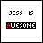 12 showing 'JESS IS AWESOME' text with varying color schemes on white backgrounds