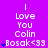 Purple background with repeated text "I Love You Colin Bosak<33" and blue heart symbols, showing animation changes in heart count.