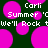 Dark green background with scattered bright pink circles and white pixelated text reading 'Carli Summer 'C we'll Rock t' in multiple positions.
