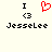 Pixelated text and symbols display 'I <3 JesseLee' with a red heart symbol on a light background.