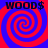 Four identical spiral patterns arranged in a , each with red and blue concentric spirals on a solid background