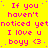 Yellow background with pink text repeating 'If you haven't noticed yet I love u boyy <3' in a pattern, with a gray rectangle in the bottom-right corner