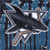 Pixelated static icon of a dark-colored hockey stick with silver accents against a blue background, featuring white and brown highlights on the blade and handle.