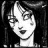 Black-and-white animated icon of a woman with dark hair and heavy makeup, displaying text variations over her face.