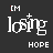 25 identical pixel-art icons with 'IM' and 'HOPE' text, each icon's 'HOPE' text alternates between white and red