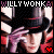 Animated contact sheet of Willy Wonka character frames with heart icons, featuring a man in top hat and purple gloves against red background.